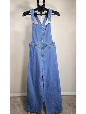 Universal Thread Women's Denim Sailor Overalls Wide Leg Medium Wash Size 8